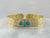 Fine Turquoise and Rustic Daisy Bangle Bracelet in High Karat Yellow Gold