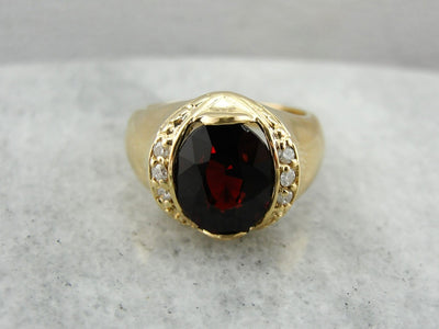Vintage Garnet and Diamond Cocktail Ring, Contemporary Statement Ring