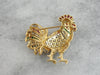 The Golden Rooster, Beautiful Ruby Diamond, Emerald and Sapphire Brooch with Handsome Chicken