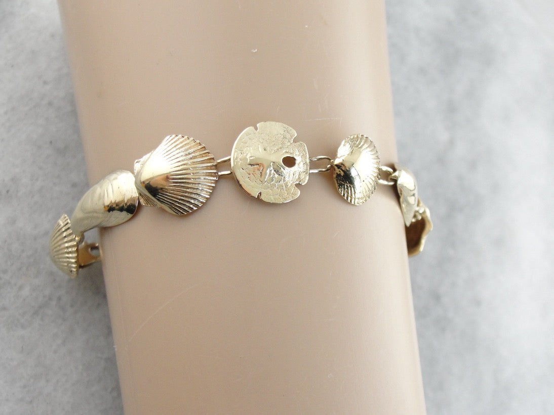 Scallop, Mussel and Silver Dollar Shell Link Bracelet
