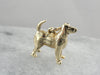Old Hound Dog, Detailed Hound Dog Charm or Pendant in Yellow Gold