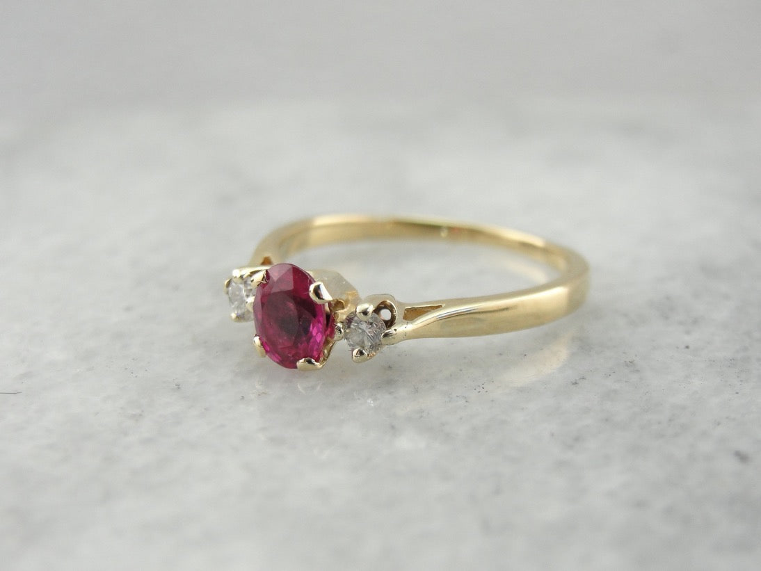 Pretty Pink Sapphire Three Stone Engagement Ring