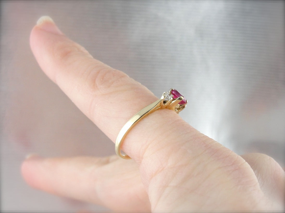 Pretty Pink Sapphire Three Stone Engagement Ring