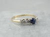 Bright Blue Sapphire Engagement Ring in Yellow and White Gold
