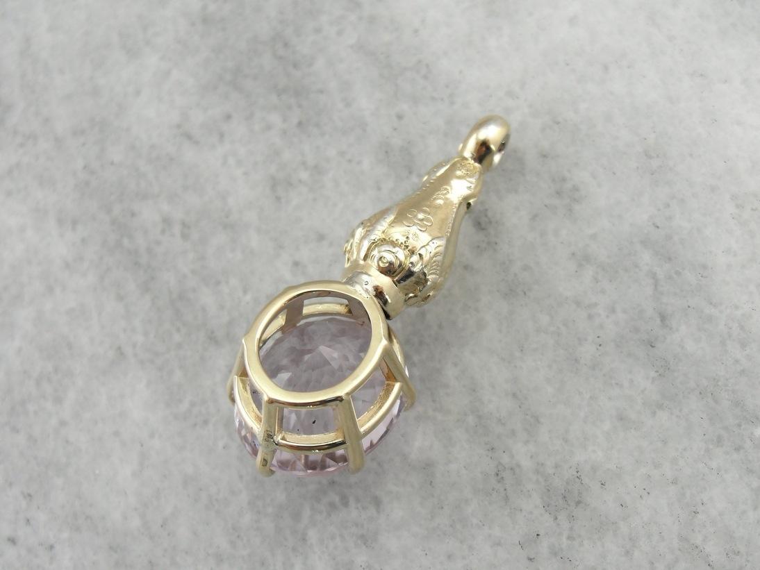 Springtime Lavender Amethyst and Antique Gold Drop Pendant