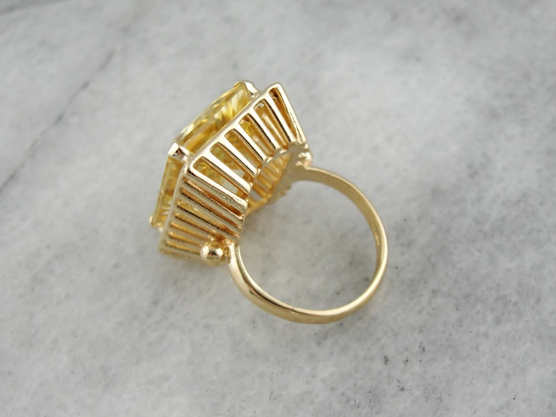 Large Scapolite Gemstone Statement Ring