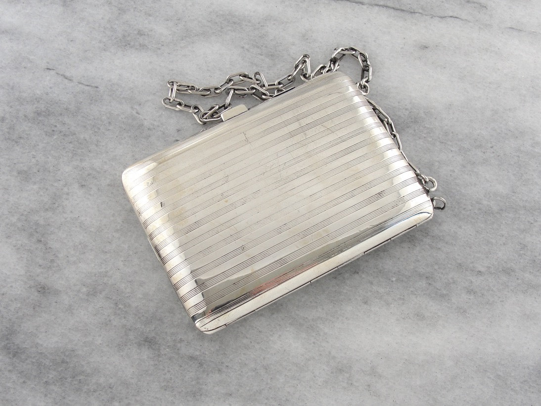 Sterling Silver MPS Monogrammed Art Deco Compact Purse