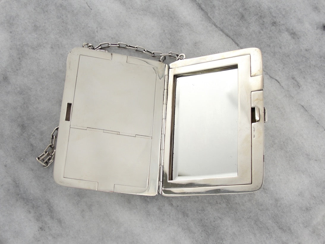 Sterling Silver MPS Monogrammed Art Deco Compact Purse