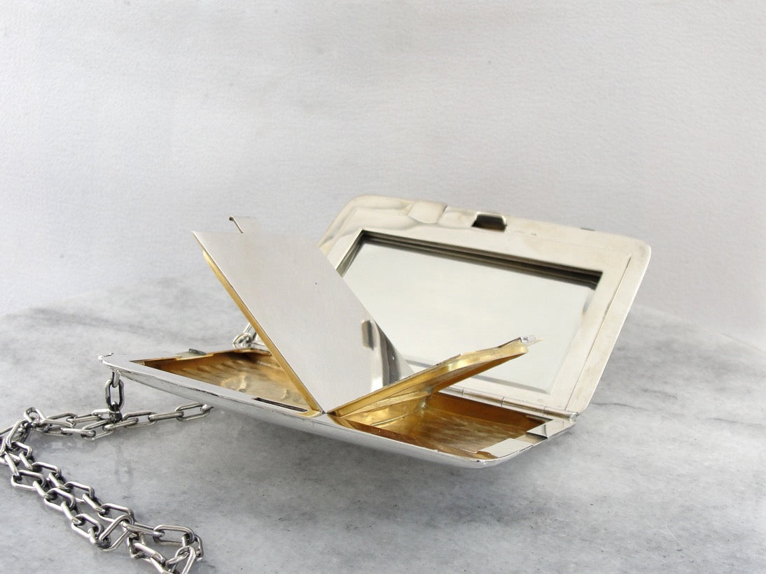 Sterling Silver MPS Monogrammed Art Deco Compact Purse