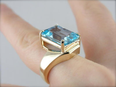 Sleek Modernist Blue Topaz Bypass Ring