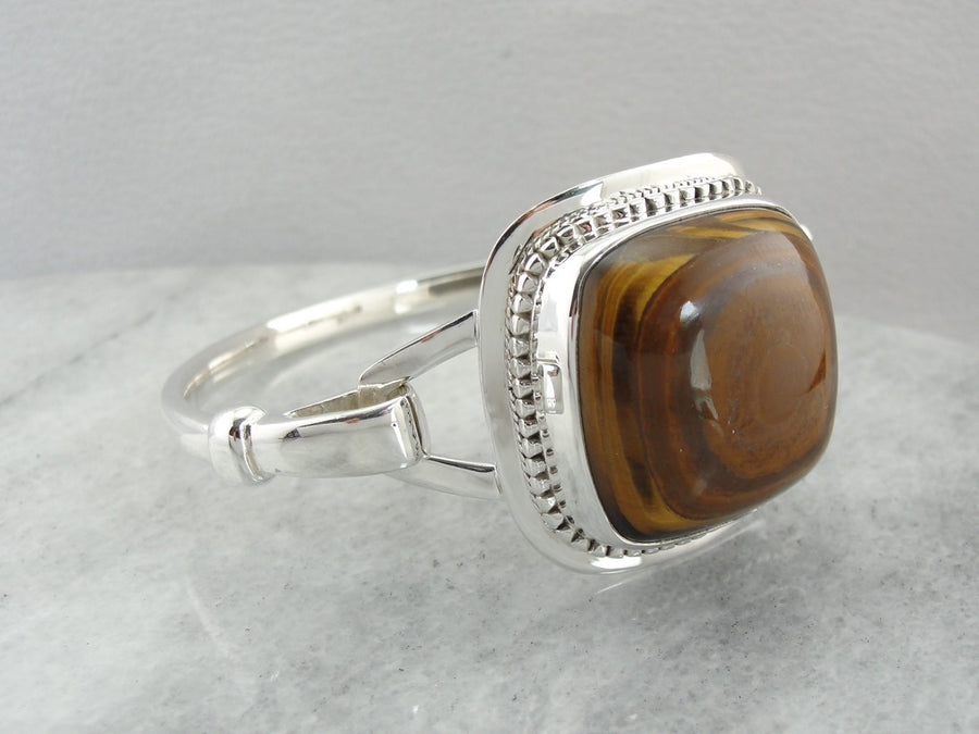 Tiger's Eye Gemstone Bracelet in Sterling Silver
