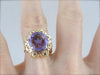 Go Maple Leafs! Vintage Carved Amethyst Cocktail Ring with Botanical Theme