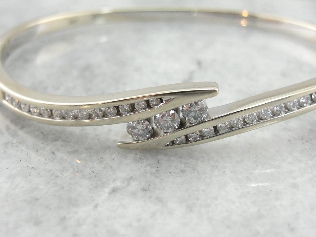 Timeless Diamond Bangle Bracelet in White Gold