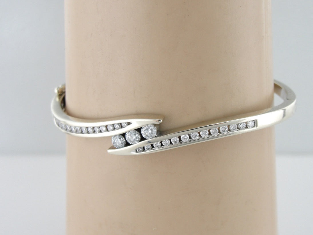 Timeless Diamond Bangle Bracelet in White Gold