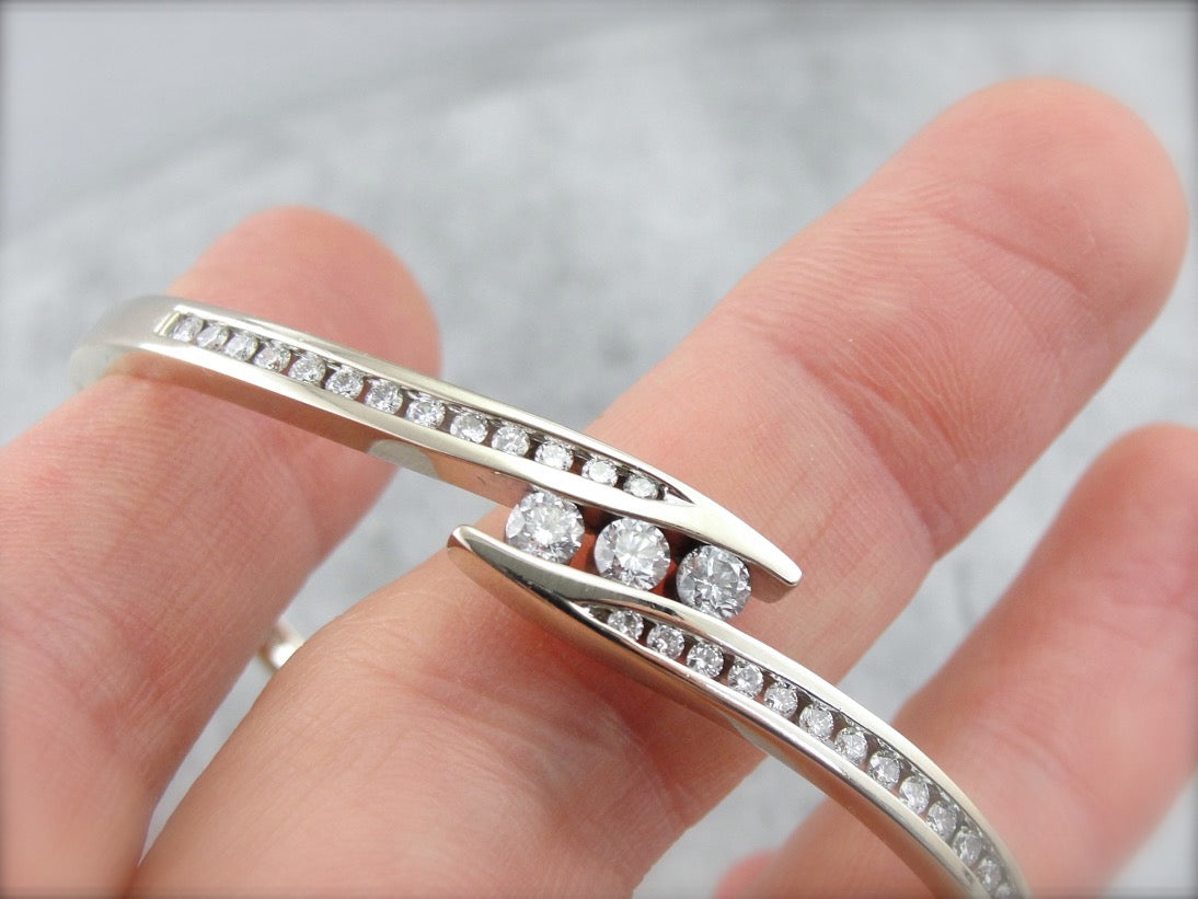 Timeless Diamond Bangle Bracelet in White Gold