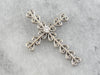 Bold, Ornate Style Diamond Cross Pendant in White Gold