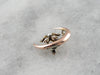 Antique Rose Gold Crescent and Seed Pearl Flower Pin