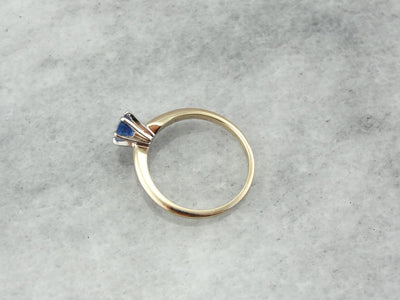 Classic Sapphire Solitaire Engagement Ring in Yellow Gold, Benchmark Quality Gemstone