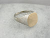Two Tone Textured Signet Ring, White and Yellow Gold