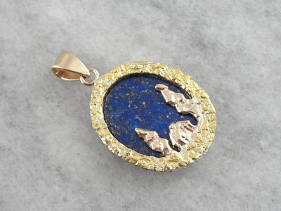 Alaskan Cabin: Fine Gold Nugget and Lapis Lazuli Pendant