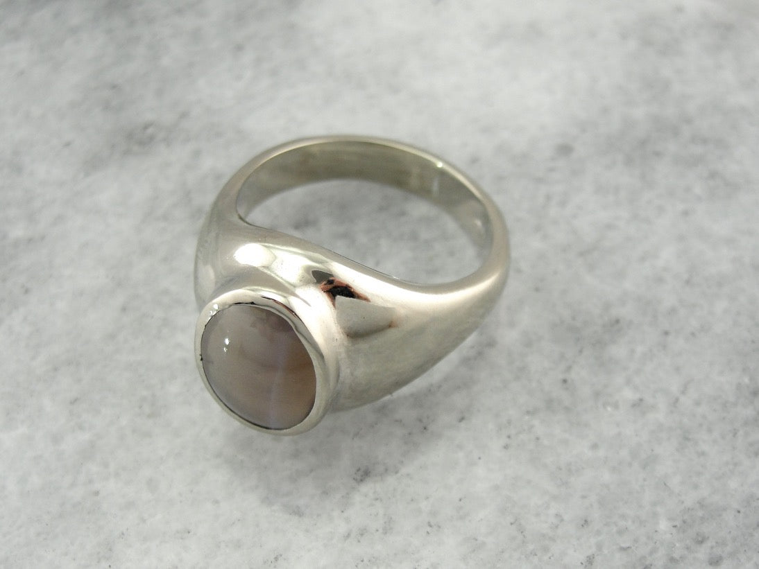 Men's Cat's Eye Sillimanite Statement Ring, Weighty and Luxurious