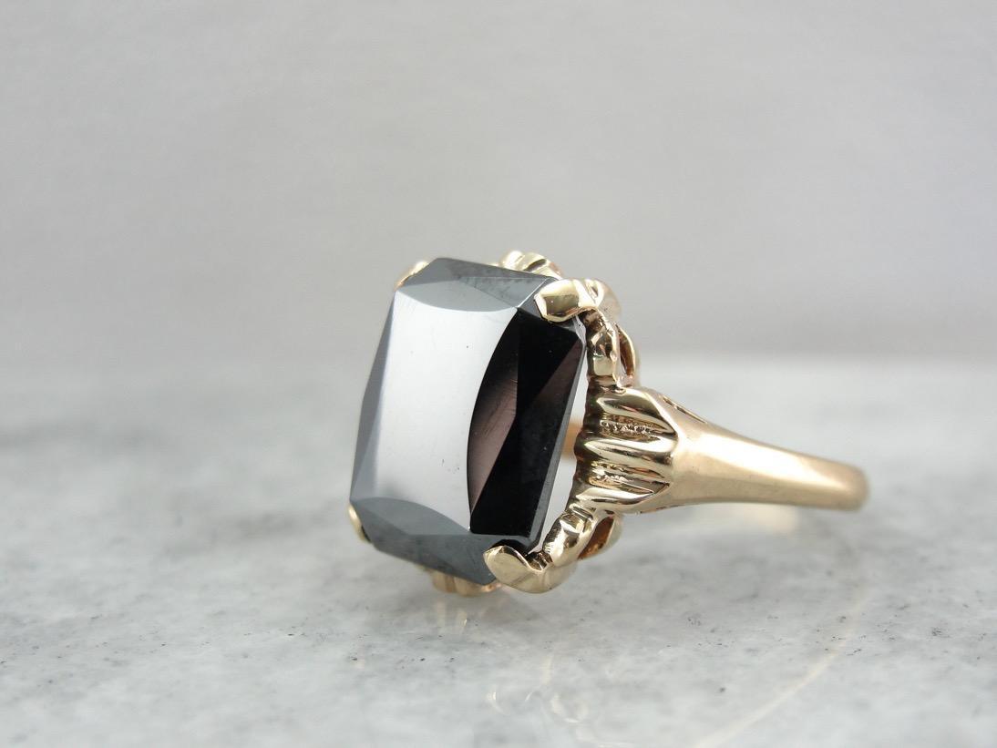 Sleek Retro Era Hematite Ring
