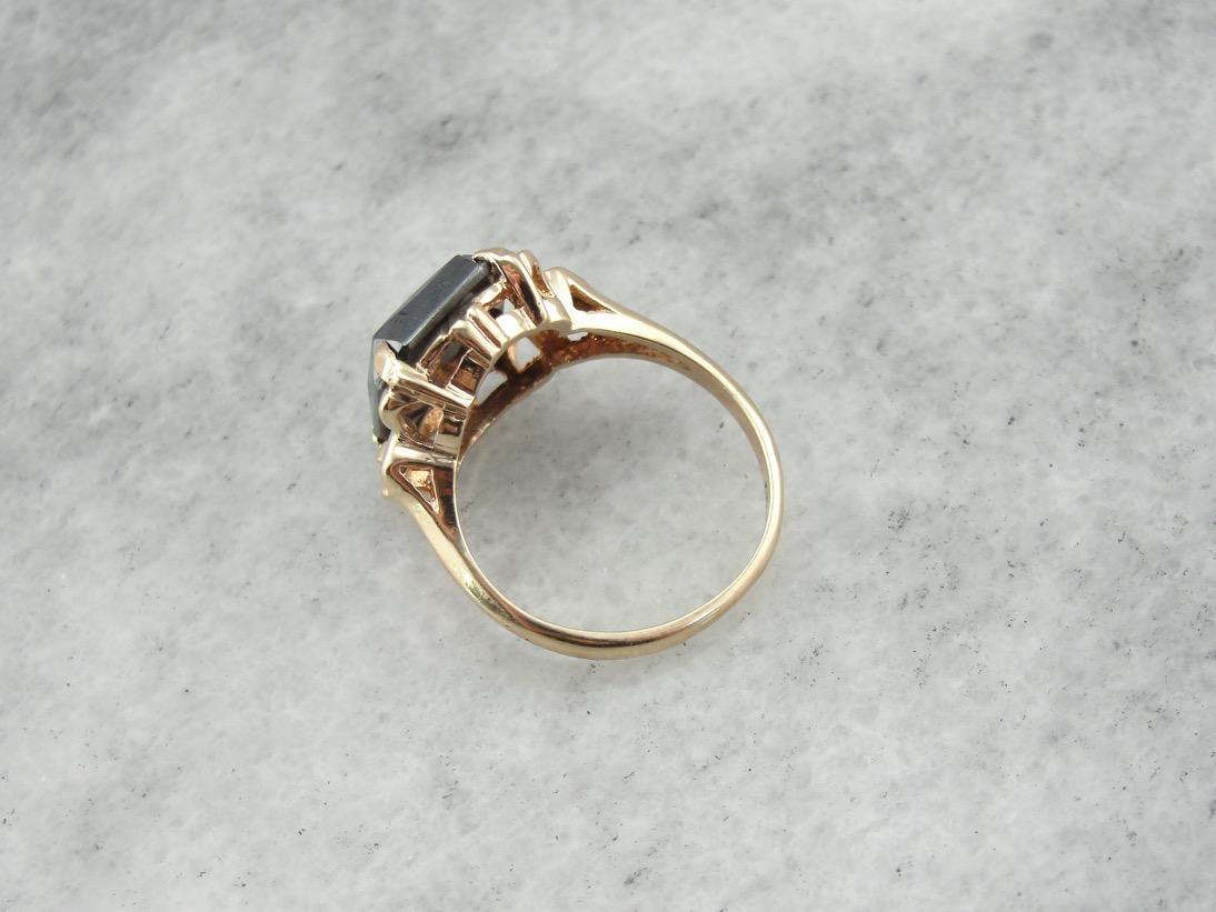 Sleek Retro Era Hematite Ring