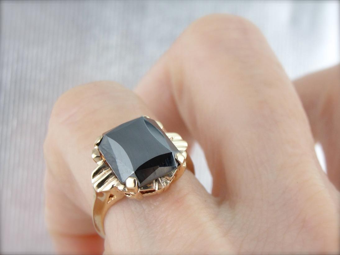 Sleek Retro Era Hematite Ring