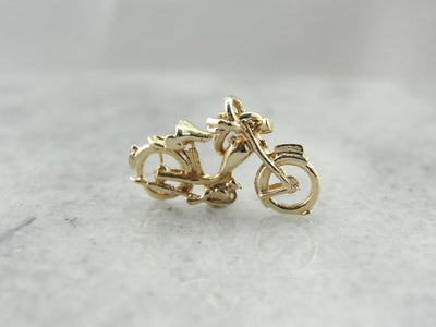 Vintage Motorcycle Charm or Pendant in Yellow Gold