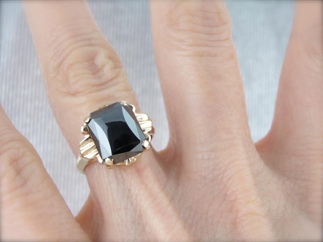 Sleek Retro Era Hematite Ring
