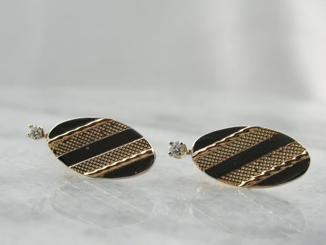 Subtle Simplicity, Vintage Cufflink and Diamond Earrings