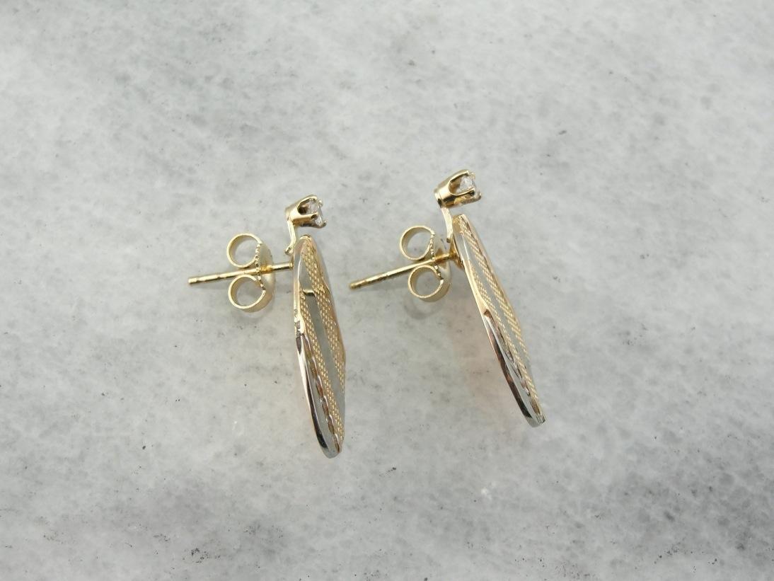 Subtle Simplicity, Vintage Cufflink and Diamond Earrings