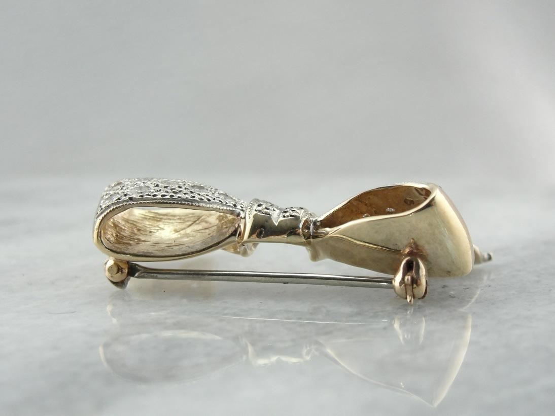 Sweet Vintage Diamond Studded Bow Brooch