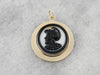 Black and White Soldier Head Cameo Pendant