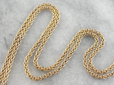 Long Yellow Gold Woven Chain, Perfect for Doubling, Wearing Layered
