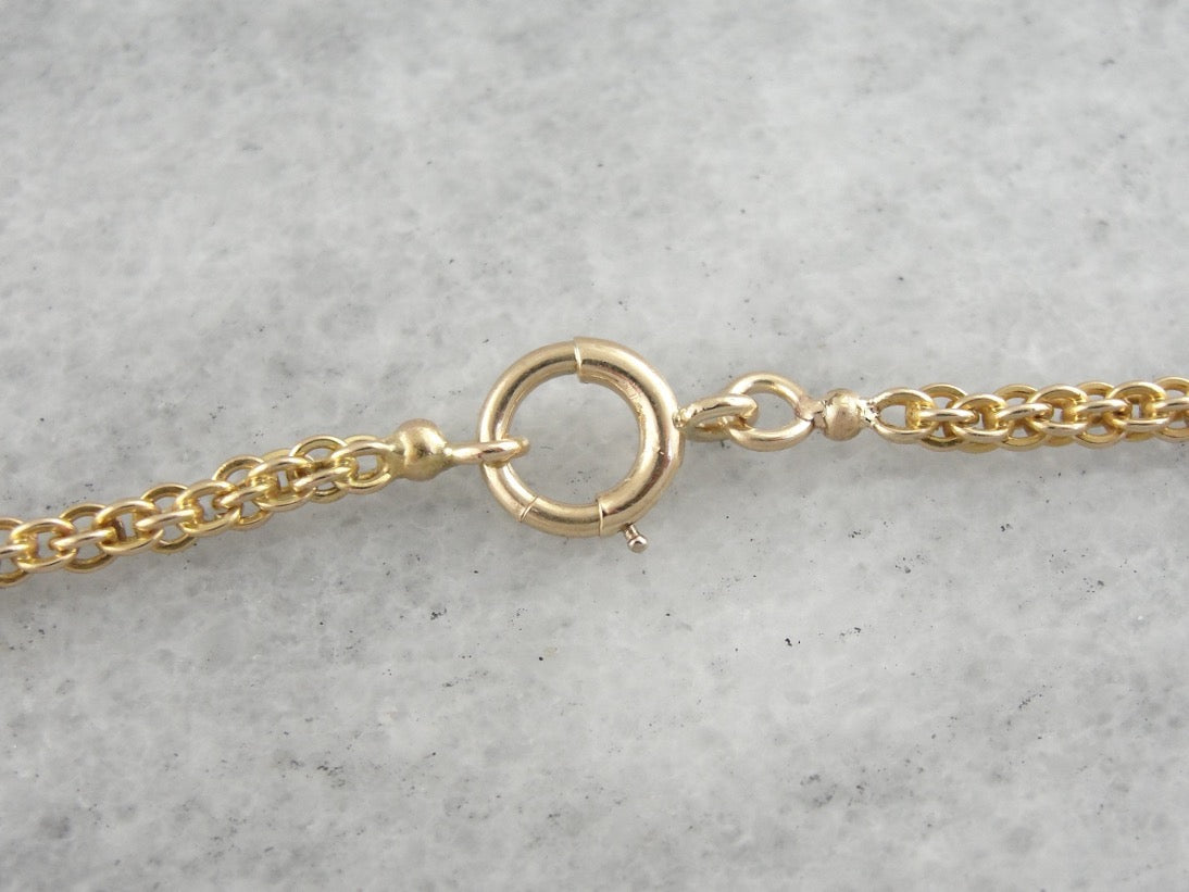 Long Yellow Gold Woven Chain, Perfect for Doubling, Wearing Layered