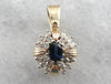 Vintage Sapphire Diamond Cluster Pendant