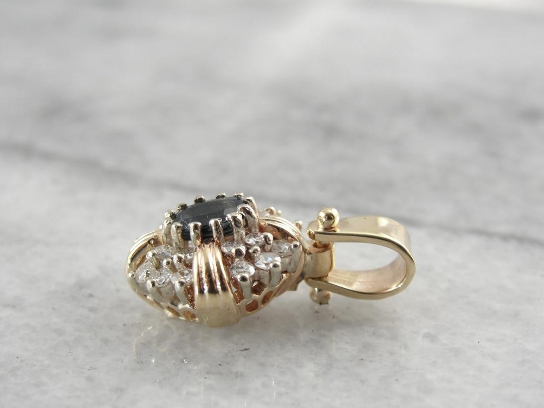 Vintage Sapphire Diamond Cluster Pendant