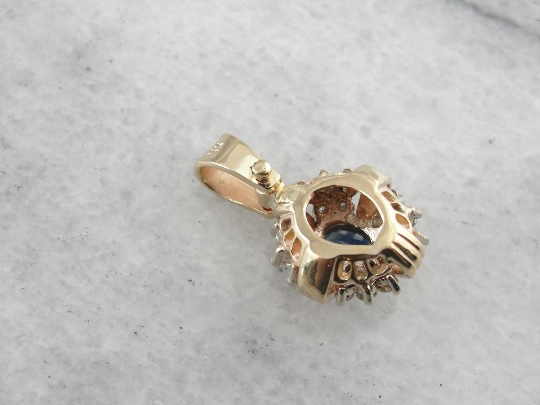 Vintage Sapphire Diamond Cluster Pendant
