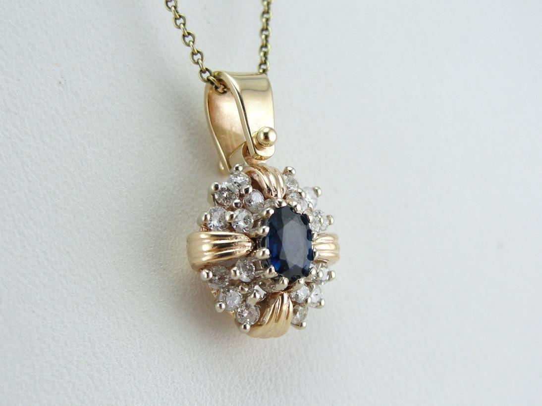 Vintage Sapphire Diamond Cluster Pendant