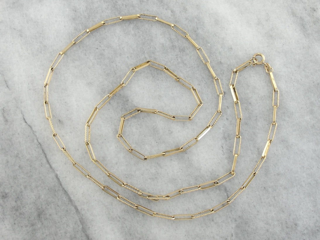 Long Yellow Gold Paperclip Chain