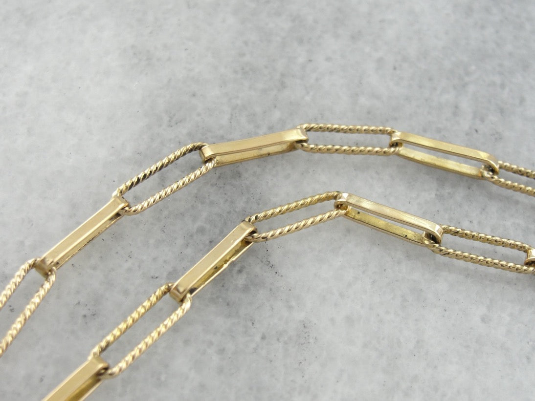 Long Yellow Gold Paperclip Chain