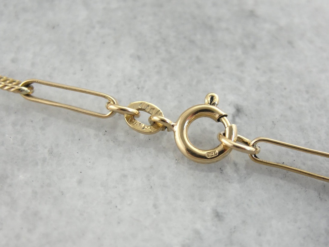 Long Yellow Gold Paperclip Chain