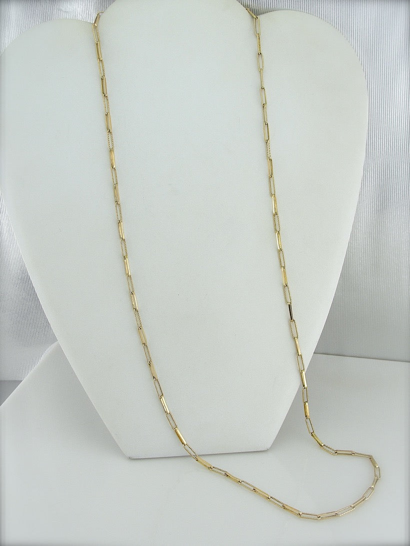 Long Yellow Gold Paperclip Chain