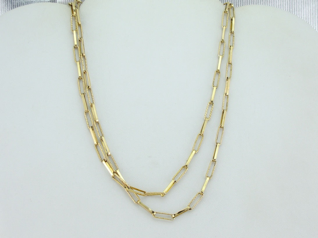 Long Yellow Gold Paperclip Chain