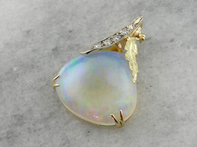 Star Berries and Opal: Handmade Pendant of Ethiopian Opal and Vintage Elements  0MMWKJ