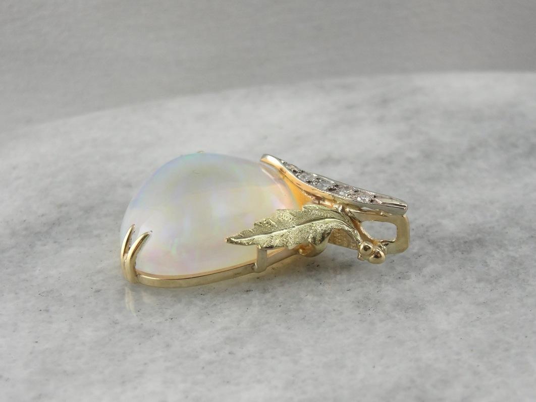 Star Berries and Opal: Handmade Pendant of Ethiopian Opal and Vintage Elements  0MMWKJ