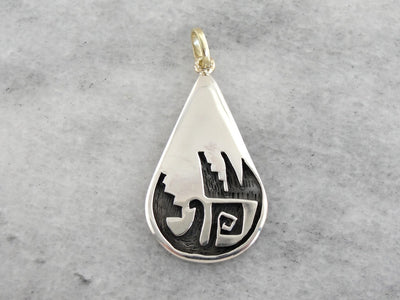 Native American Tear Drop Pendant with Abstract Tribal Design
