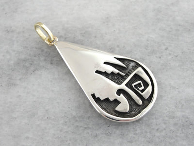 Native American Tear Drop Pendant with Abstract Tribal Design