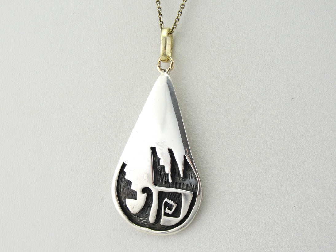 Colgante de lágrima de nativo americano con diseño tribal abstracto